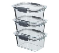 Sistema Brilliance Recipientes de vidrio para preparación de comidas 1,1L, pack de 3, 100% herméticos y a prueba de fugas