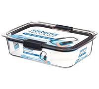 Sistema Brilliance recipientes para guardar alimentos | 2 l | Recipientes de TRITAN apilables y herméticos con tapa para comida preparada | Sin BPA | Gris/Transparente
