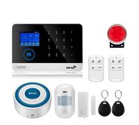 Sistema de Alarma, de Alarma Tuya inalámbrico Banda cuádruple, Pantalla TFT, Sensor Puerta, Sistemas Seguridad for el hogar, Kit Sirena con Cable, SIM SMS(W2BC)