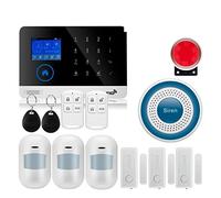 Sistema de alarma, de alarma Tuya inalámbrico banda cuádruple, pantalla TFT, Sensor puerta, sistemas seguridad for el hogar, Kit sirena con cable, SIM SMS(W2BG)