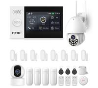 Sistema de Alarma inalámbrico para el hogar con cámara, Sistema de Alarma de Seguridad WiFi + 4G con Pantalla táctil de 4,3 Pulgadas, sin cuotas mensuales para la casa, Funciona con Alexa
