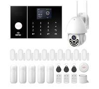 Sistema de Alarma para el hogar LWOHSI de 25 Piezas gsm WiFi + 4G con cámara de 3 MP, monitoreo Profesional 24/7, Compatible con Alexa y el Asistente de Google.