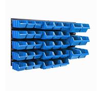 Sistema de almacenamiento de pared, 770 x 390 mm, 36 unidades, cajas apilables cajas de almacenamiento de visión placas de pared extrafuertes estantería ampliable estantería de taller