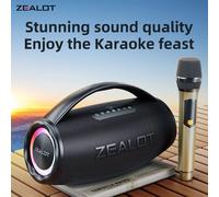 ZEALOT-S97 Altavoz Bluetooth de Alta Potencia de 80W, Portátil, con Luces RGB de Colores, Resistente al Agua, Subwoofer Inalámbrico, Sonido Envolvente Estéreo 360, TWS, FM Black