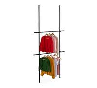 Sistema de Armario Relaxdays telescópico, Ajustable de 165 a 300 cm, de 75 a 120 cm, sin taladrar, Perchero, Negro.