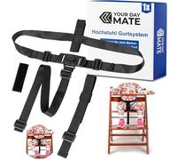 Sistema de arnés de 3 puntos para trona, 1 juego, compatible con Hauck Alpha Beta, Stokke Tripp Trapp, Roba, y muchos más, en negro, con correa de entrepierna, arnés de seguridad ajustable para trona