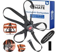 Sistema de arnés de 5 puntos para trona, 1 Set, compatible con Hauck, Stokke Tripp Trapp, Roba, etc., en Negro, arnés con clip para el pecho, arnés de seguridad ajustable para trona