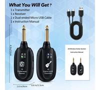 Sistema de audio inalámbrico UHF para guitarra y bajo, 2