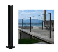 Sistema de barandilla de acero inoxidable 304 sin perforación, con base de ranuras para terraza, terraza, balcón, piscina, valla, uso interior y exterior (poste medio, 105 cm, negro)