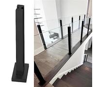 Sistema de barandilla de escalera de acero inoxidable, poste de balaustrada de vidrio para interiores con abrazaderas de balaustre negras para cubierta, jardín, loft y pasillo (H-115 cm)