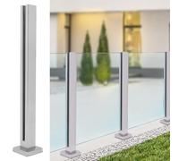 Sistema de barandilla de escalera de vidrio de acero inoxidable 304, barandilla cuadrada de metal plateado, adecuada for escaleras, terrazas y jardines.(End Post,Height-140cm/55in)