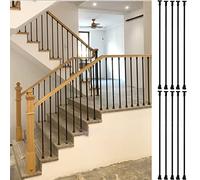 Sistema de barandilla de hierro forjado negro para balaustres huecos cuadrados de 1 a 7 escalones, barandilla de montaje frontal, paquete de 10 unidades, decoración de escalera interior negra