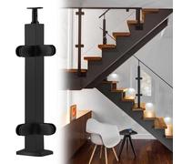 Sistema de barandilla de vidrio de acero inoxidable, poste de esquina, 145 cm, uso en interiores y exteriores, abrazadera de vidrio negro duradera para cubiertas y barandillas de escalera