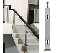 Sistema de barandilla de vidrio de acero inoxidable, poste final de 100 cm para cubiertas interiores y exteriores, incluye abrazadera de vidrio, solución de balaustrada duradera y elegante