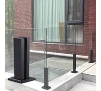 Sistema De Barandilla De Vidrio Negro, Poste Bajo De Balaustrada De Vidrio Negro Con Base Resistente Para Escaleras De Balcón, Terraza, Patio, Paneles De Cerca De Vidrio Con Espigas Para Exteriores,