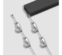 Sistema de barras basadas en imágenes, sistema de rieles de aluminio con cables de acero, ganchos ajustables, multicolor, varios tamaños, 11 unidades (negro, 101,6 cm)