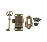 Sistema de bloqueo decorativo de aspecto antiguo para cajones de madera, armarios y unidades de almacenamiento, incluye llave de cuerpo de cerradura y placa de cubierta ornamental (bronce verde)