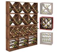 Sistema de botellas de vino apilables, cubo expandible y versátil, solución de almacenamiento 50 x 50 x 25 cm, hecho de madera de abeto