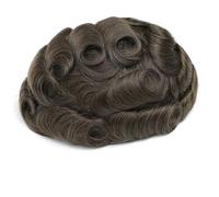 Sistema de cabello humano indio de 8" x 10" con encaje suizo, peluquín masculino invisible, prótesis capilar. Suave y Transpirable