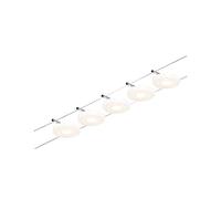 Sistema de cable LED Corduo de Paulmann DiscLED 5x4,5 W, cromo mate | Juego completo compuesto por transformador, cable y 5 focos, para montaje en pared y techo, 3000 K