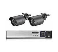 Sistema De Cámara De Seguridad 4K 8MP H.265 + PoE NVR Kit CCTV Al Aire Libre Gray Bullet IP Camera Audio Record Video Vigilancia Set(2T,4CH NVR and 2Cameras)