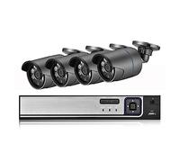 Sistema De Cámara De Seguridad 4K 8MP H.265 + PoE NVR Kit CCTV Al Aire Libre Gray Bullet IP Camera Audio Record Video Vigilancia Set(4T,8CH NVR and 4Cameras)