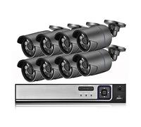 Sistema De Cámara De Seguridad 4K 8MP H.265 + PoE NVR Kit CCTV Al Aire Libre Gray Bullet IP Camera Audio Record Video Vigilancia Set(2T,8CH NVR and 8Cameras)