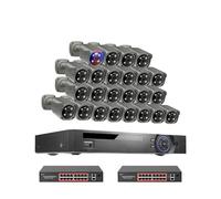 Sistema de cámara de seguridad H.265 de 32 canales, 4K y 8 MP, con detección facial, inteligencia artificial, visión nocturna a todo color, kit de videovigilancia CCTV POE.(None,32CH NVR 24 Cameras)