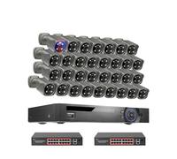 Sistema de cámara de seguridad H.265 de 32 canales, 4K y 8 MP, con detección facial, inteligencia artificial, visión nocturna a todo color, kit de videovigilancia CCTV POE.(4T,32CH NVR 32 Cameras)