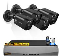 Sistema de cámara de Seguridad para el hogar con Cable de 4K/8.0 megapíxeles y 130° Ultra Gran Angular de Audio de 2 vías PoE para Exteriores, Sistema de cámaras IP de videovigilancia al Aire Libre