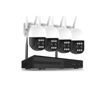 Sistema de cámaras de seguridad De cámaras de seguridad IP 10CH 4K PTZ 10X Zoom Kit NVR inalámbrico for exteriores visión nocturna en Color Kit de cámara de vigilancia CCTV 8CH(2T,10CH NVR 4Pcs Camera