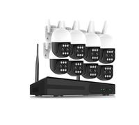 Sistema de cámaras de seguridad De cámaras de seguridad IP 10CH 4K PTZ 10X Zoom Kit NVR inalámbrico for exteriores visión nocturna en Color Kit de cámara de vigilancia CCTV 8CH(3T,10CH NVR 8Pcs Camera