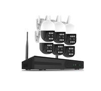 Sistema de cámaras de seguridad De cámaras de seguridad IP 10CH 4K PTZ 10X Zoom Kit NVR inalámbrico for exteriores visión nocturna en Color Kit de cámara de vigilancia CCTV 8CH(2T,10CH NVR 6Pcs Camera