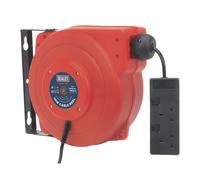 Sistema De Carrete De Cable Retráctil Sealey 10M 2 X 230V Enchufe CRM10