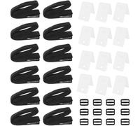 Sistema de carrete de manta solar para piscina, kit de hebillas para piscinas sobre el suelo, accesorios de nailon de PVC, negro (12 unidades)