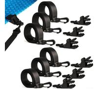 Sistema de cinturón de carrete de cubierta solar para piscina compatible con todos los tipos de rodillos y diseñado para proteger las cubiertas solares sin causar daños (abrazadera 6 + cuerda 6)