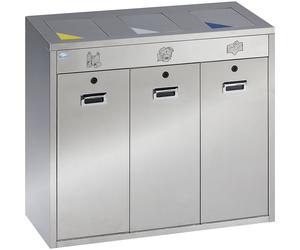 Sistema de clasificación de reciclaje, acero inoxidable VAR, 3 x 48 l de capacidad