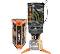 Jetboil Flash - Hornillo portátil de 1 L de ebullición rápida para camping senderismo con encendido automático en 1 paso, quemador propano/isobutano con taza de cocción, camuflaje oscuro