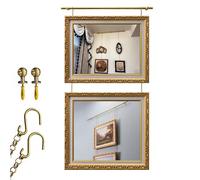 Sistema de colgado de cuadros Clip-Rail Gallery, Kit de suspensión artística latón, sistema rieles for paredes hormigón, 50-250cm(80cm/31.4in/2.6ft)