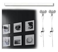 Sistema de colgado de cuadros Clip-Rail Gallery, Kit for colgar en la pared con alambre de acero y riel ajustable, varios tamaños for el hogar oficina(Rail 1.5m/59.1in L,Wire 0.5m/19.7in L)