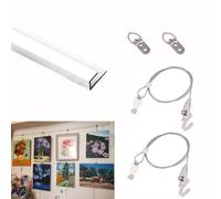 Sistema de colgado de cuadros Clip-Rail Gallery, Sistema for colgar cuadros, kit de rieles 1,5 m, multicolor, cables 0, a 3 , capacidad for 66 libras(White,8.2"/2.5m Cable)