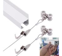 Sistema de Colgado para Cuadros Kit Blanco para Colgar Cuadros con Polea, Sistema para Exhibir Obras de Arte en Galerías Montaje Lateral, Colgador de Marcos de Fotos(3.5m/11.5' Wire,39"/100cm Track)