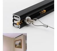 Sistema de Colgado para Cuadros Sistema para Colgar Cuadros del Techo con Cordón y Gancho, Riel para Colgar Marcos de Fotos, Conjunto para Exhibición de Obras de Arte(Black,39"/100cm Track)