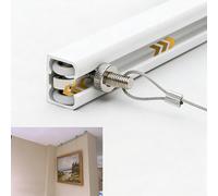 Sistema de Colgado para Cuadros Sistema para Colgar Cuadros del Techo con Cordón y Gancho, Riel para Colgar Marcos de Fotos, Conjunto para Exhibición de Obras de Arte(White,39"/100cm Track)