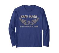 Sistema de Combate cercano Militar israelí Krav Maga Manga Larga, Unisex para Adultos, Azul Marino, L