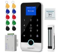 Sistema de Control de Acceso por Huella Dactilar, Teclado RFID Impermeable con alimentación de 12 V CC/3 A, botón de Bloqueo de Puerta y 10 llaveros.