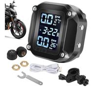 Sistema de control de presión de los neumáticos, pantalla LCD, detector de presión de neumáticos de motocicleta, alarma de temperatura y presión de neumáticos impermeable con sensor externo, para moto