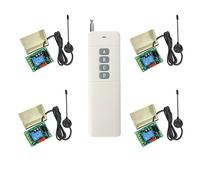 Sistema de control remoto por radio de 4 canales AC 230 V - 4 botones emisor y 4 receptores con antena para motor de luz, bomba de 433 MHz, relé, interruptor con transmisor