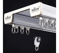 Sistema de cortina de doble riel para montaje en techo, 12 pies, de aluminio, para un deslizamiento suave, ajustable, perfecto para decoración del hogar y la oficina
