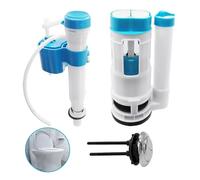 Sistema de descarga de inodoro de repuesto, Wieat Kit de cisterna de inodoro de doble descarga, botón pulsador para baño doméstico, válvula de llenado ajustable azul, adecuado para depósitos con una